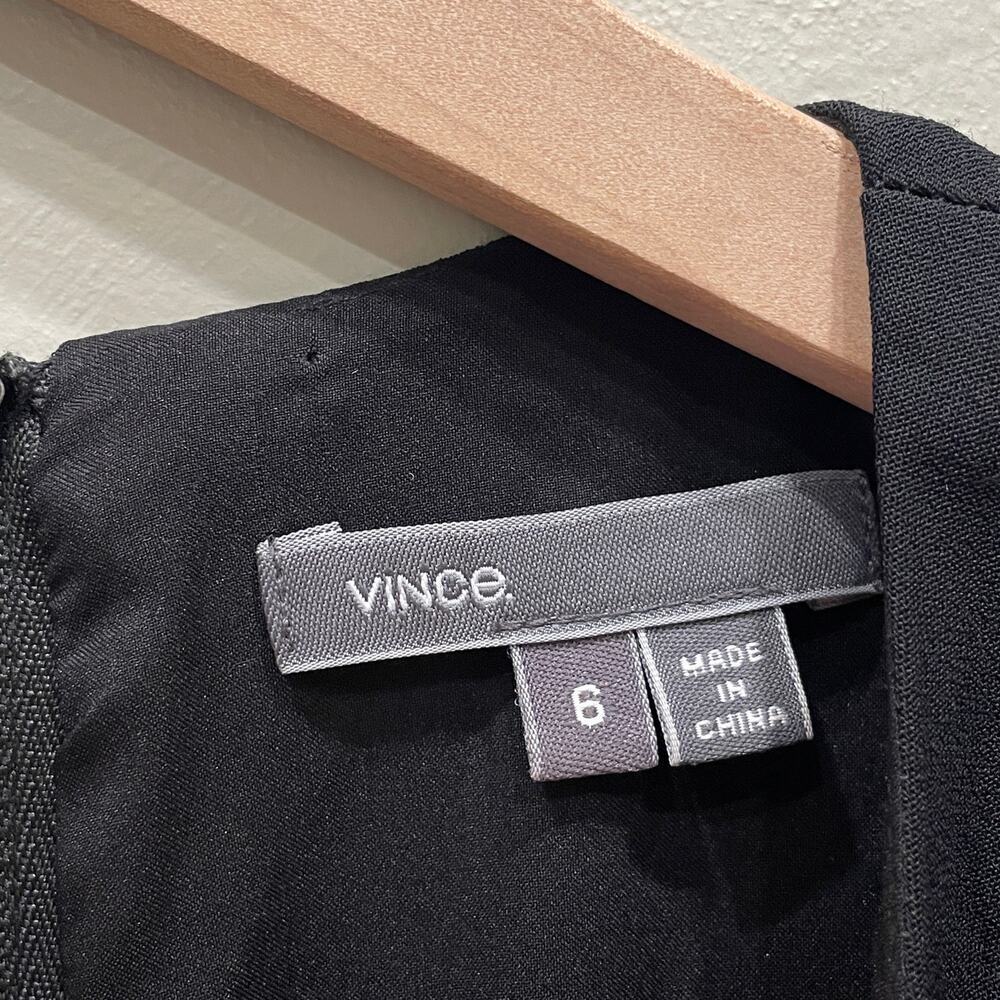 Vince Sleeveless Leather Ponte Combo Sheath Dress Black - Size: 6 - Picture 6 of 13